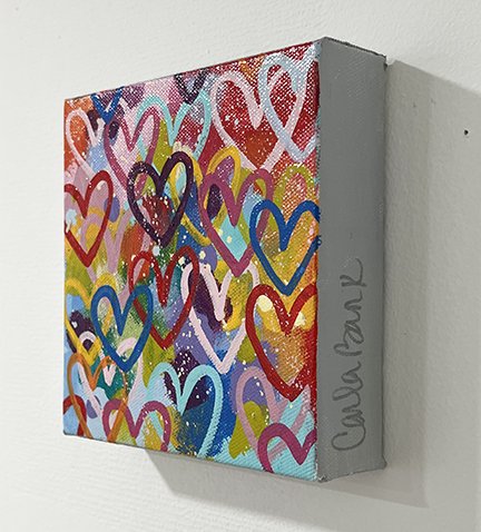 All over hearts mini painting 6x6 by Carla Bank — Carla Bank